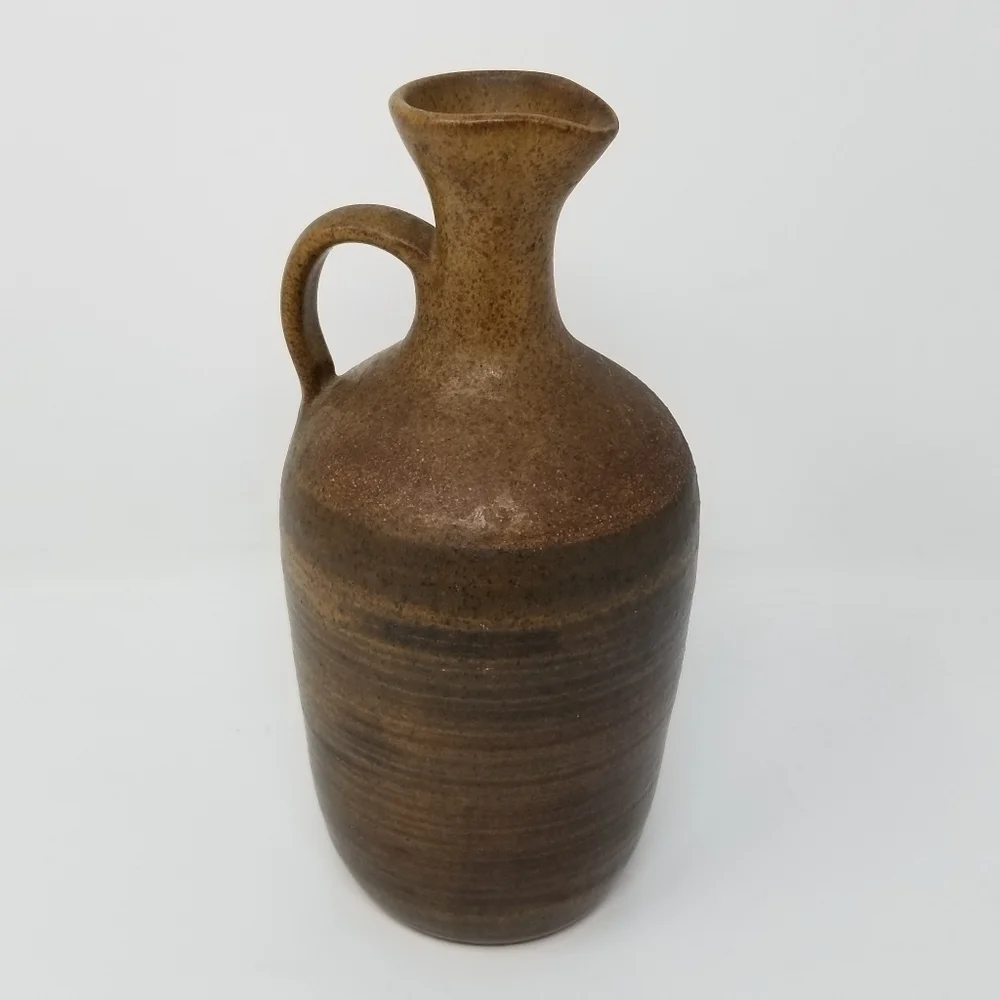 Pottery Jug Handle Spout Stoneware Marked M